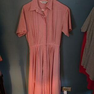 Lands' End Red Gingham Midi Dress